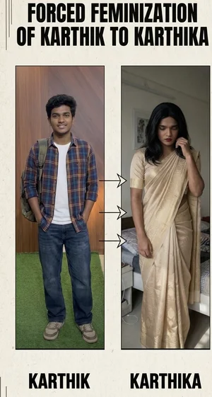 Karthik is blackmailed and feminized into Karthika Thumbnail